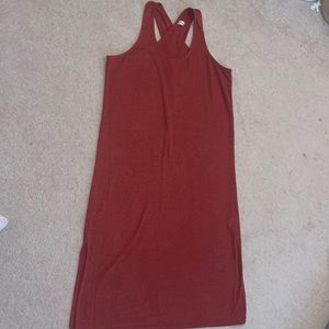 Burnt orange midi dress